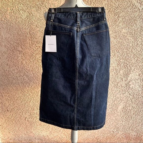GOLDSIGN Easton The Button Front blue Denim Skirt NWT size 24 - Picture 3 of 10
